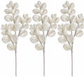 3 Pack of White Round Leaf Glitter Picks