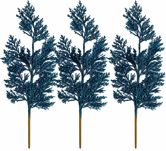 3 Pack of Emerald Green Glitter Branch Picks