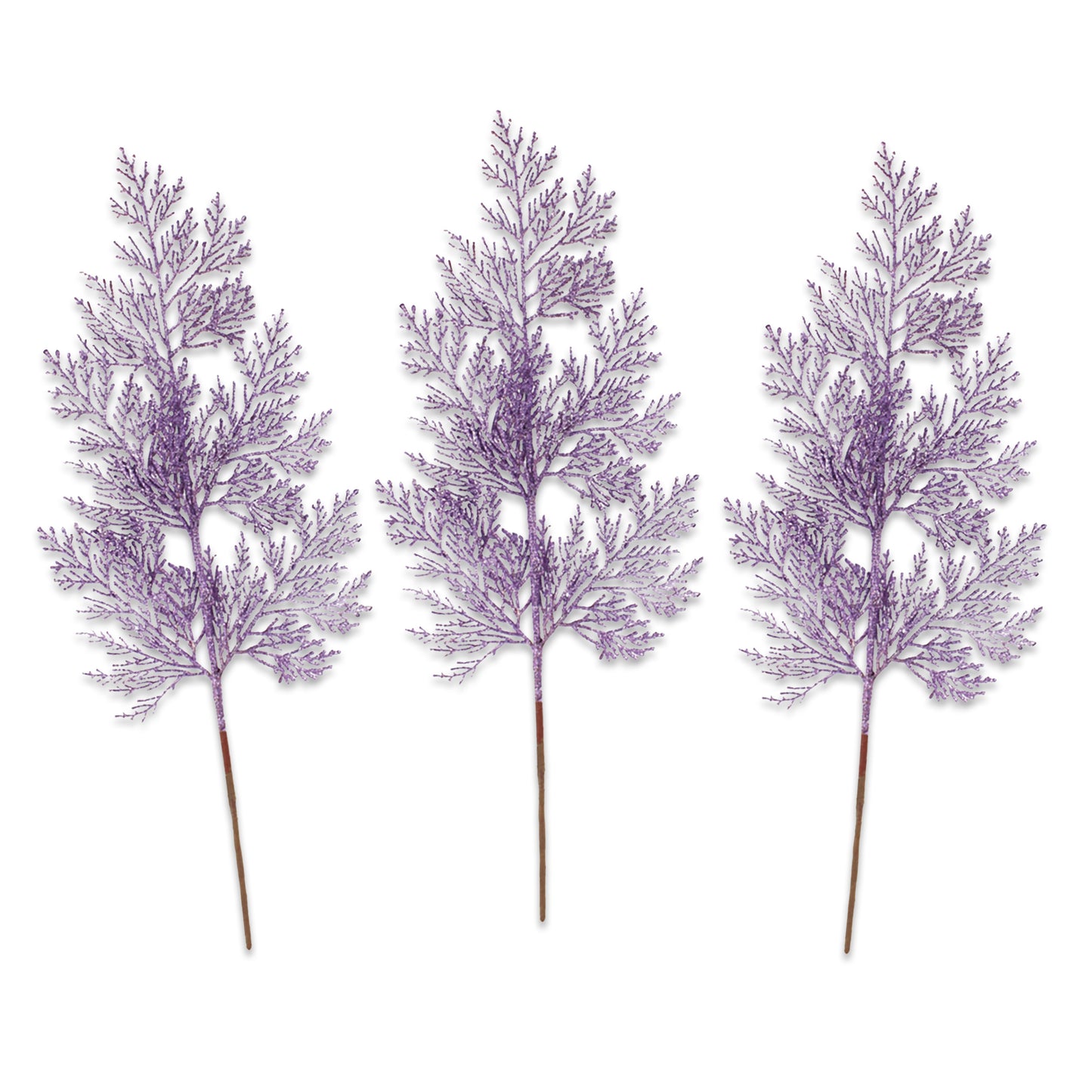 3 Pack of Lavender Glitter Branch Picks