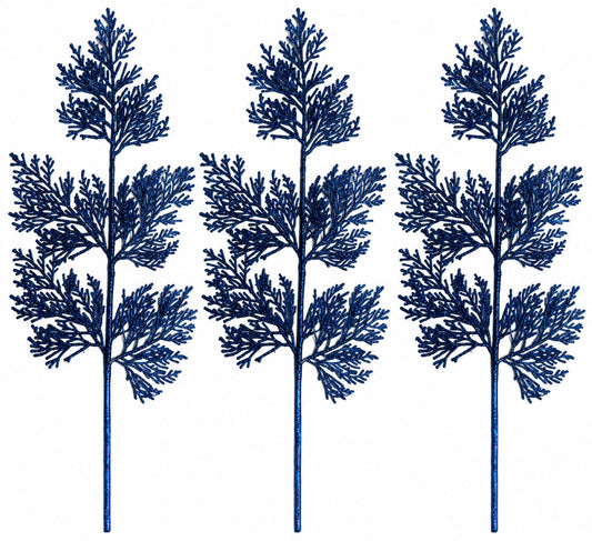 3 Pack of Navy Blue Glitter Branch Picks