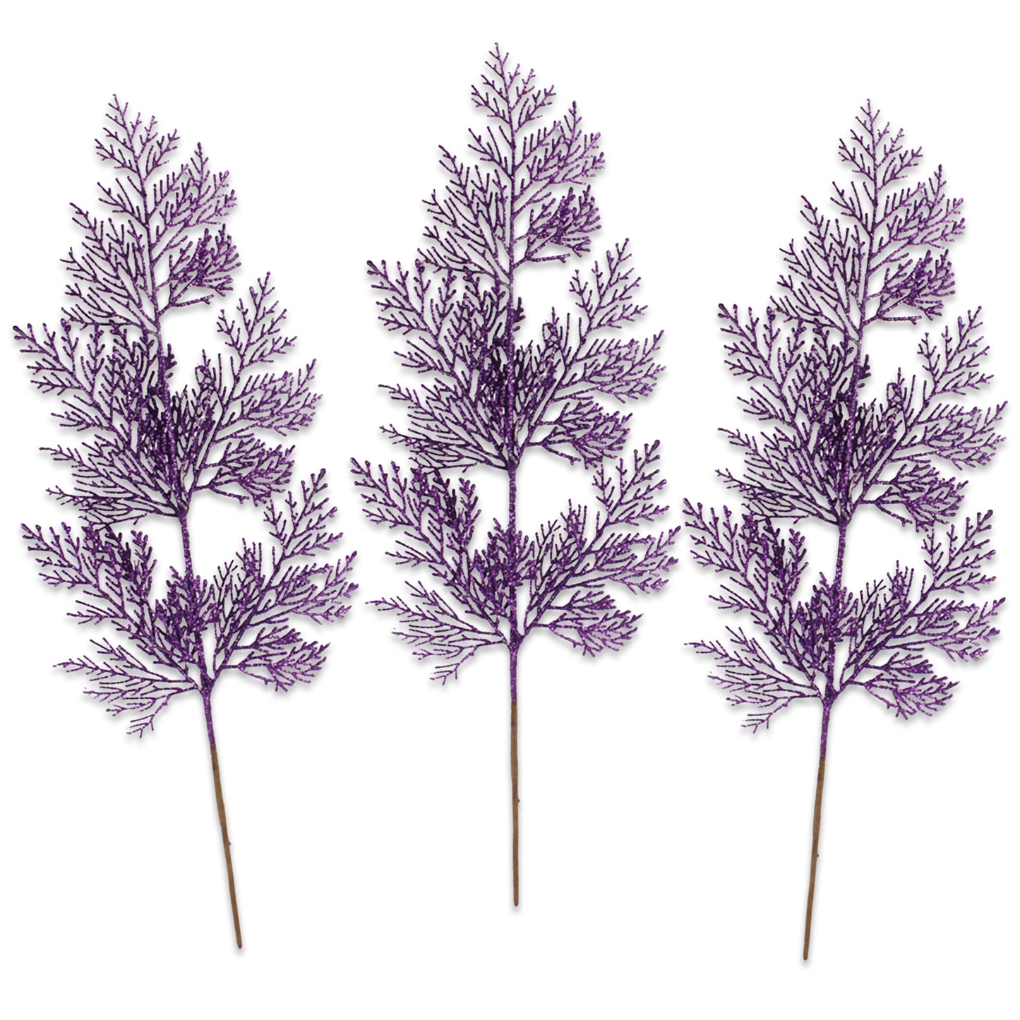 3 Pack of Purple Glitter Branch Picks