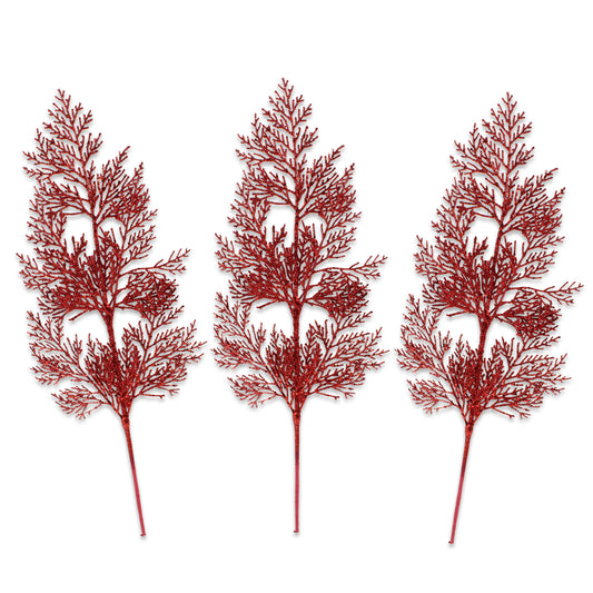 3 Pack of Red Glitter Branch Picks