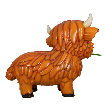Brown Highland Cow with Sunflower