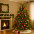 9' Blended Pine Garland Decorated with The Traditional Ornament Collection Pre-Lit with Warm White LEDs