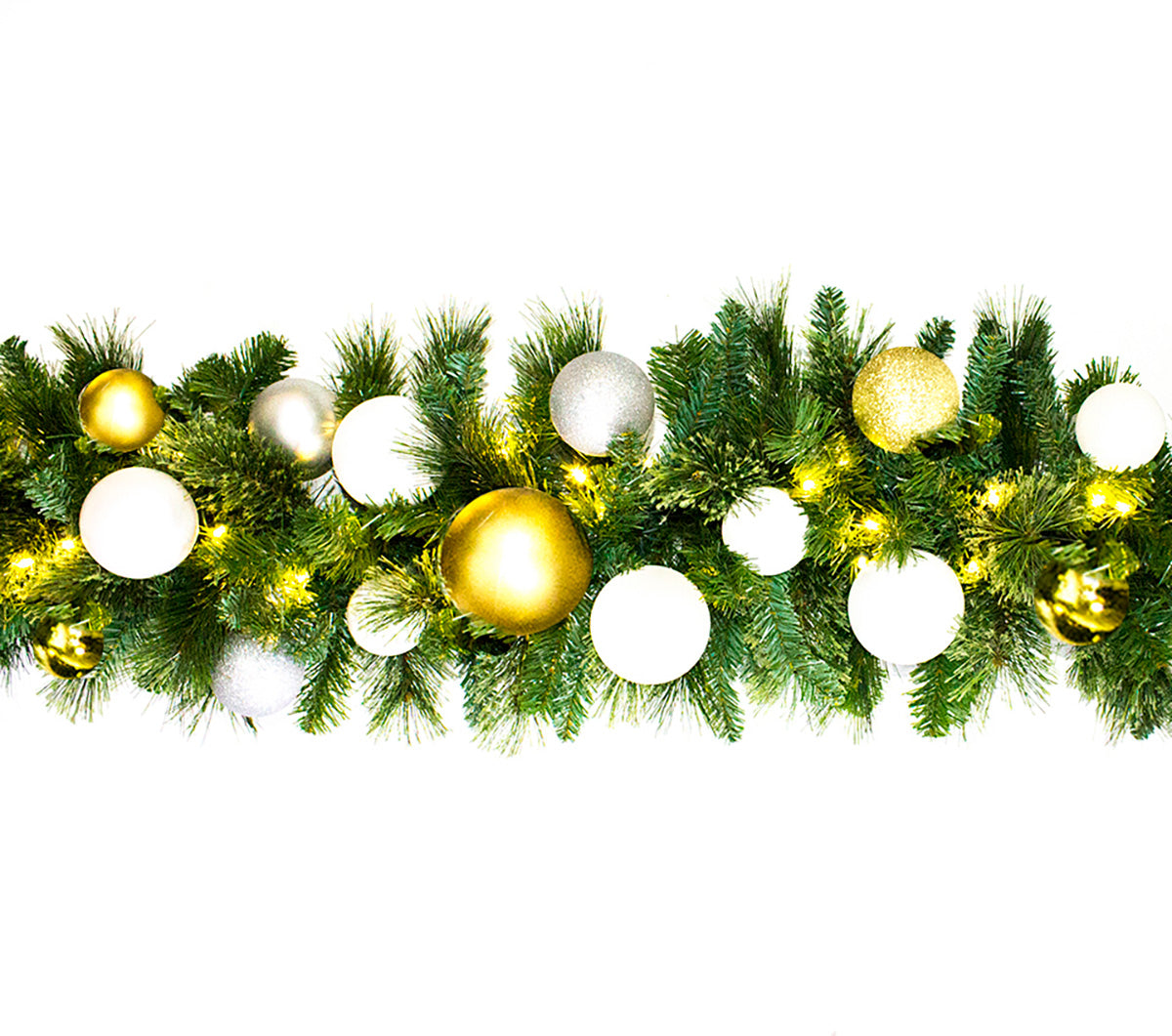 9' Sequoia Garland with Warm White LED Lights and Treasure Themed Ornaments