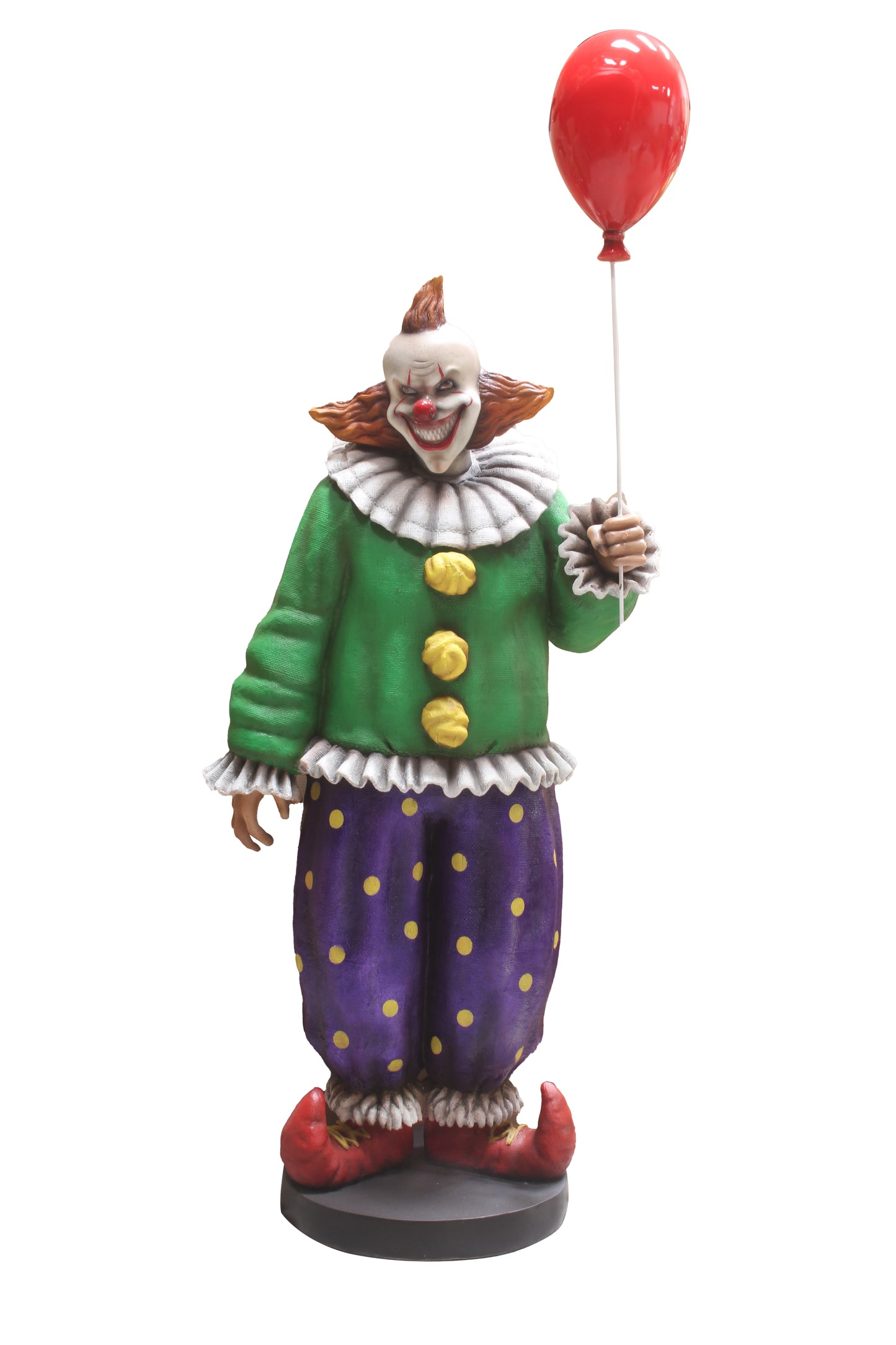 8' Scary Clown with One Red Balloon