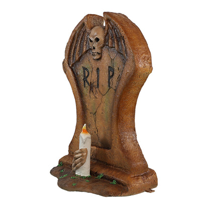 Gravestone with Skull and 1 Candle