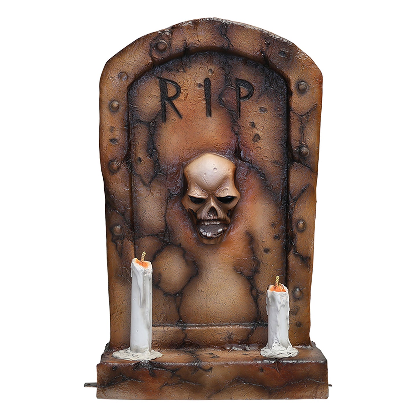 Gravestone with Skull and 2 Candles