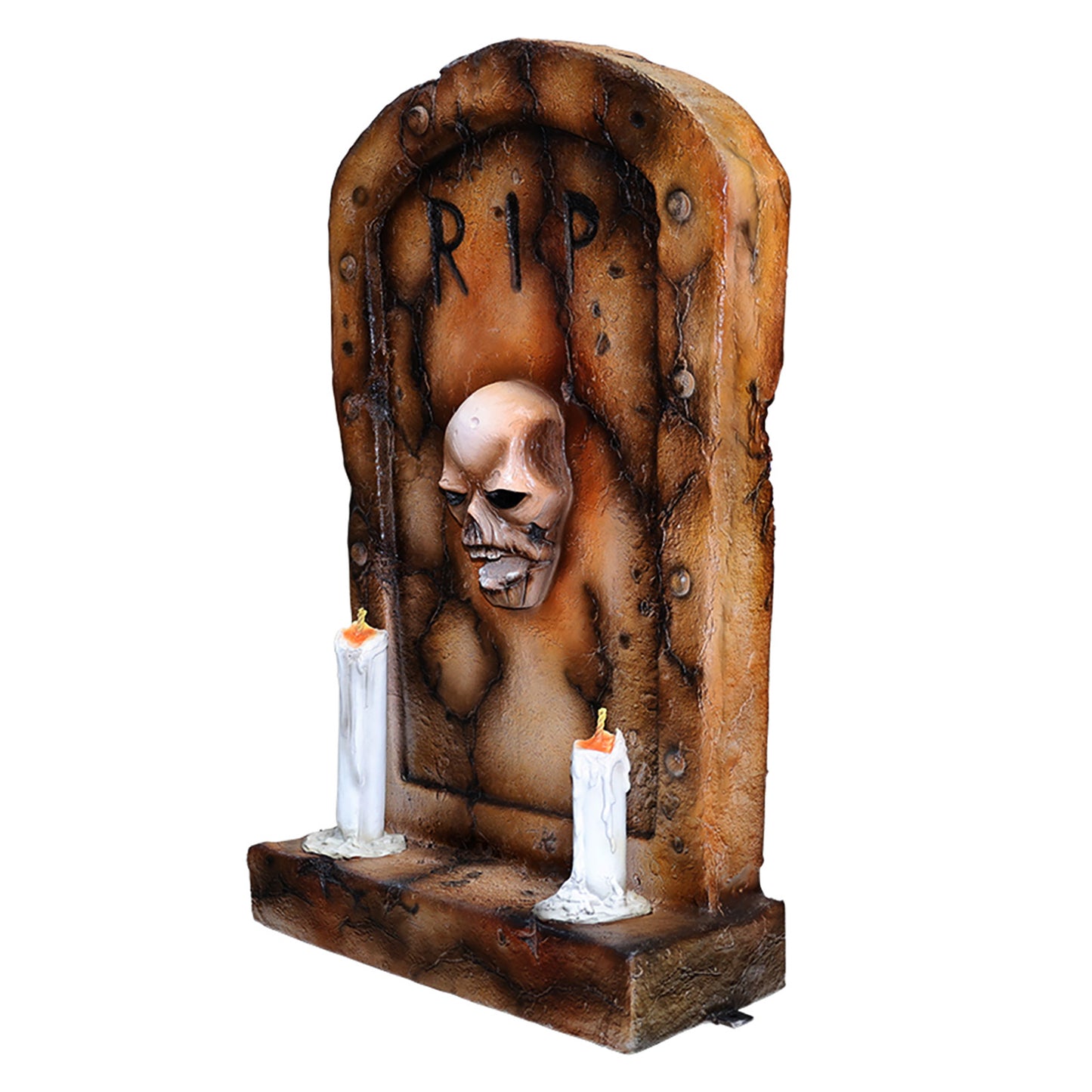 Gravestone with Skull and 2 Candles