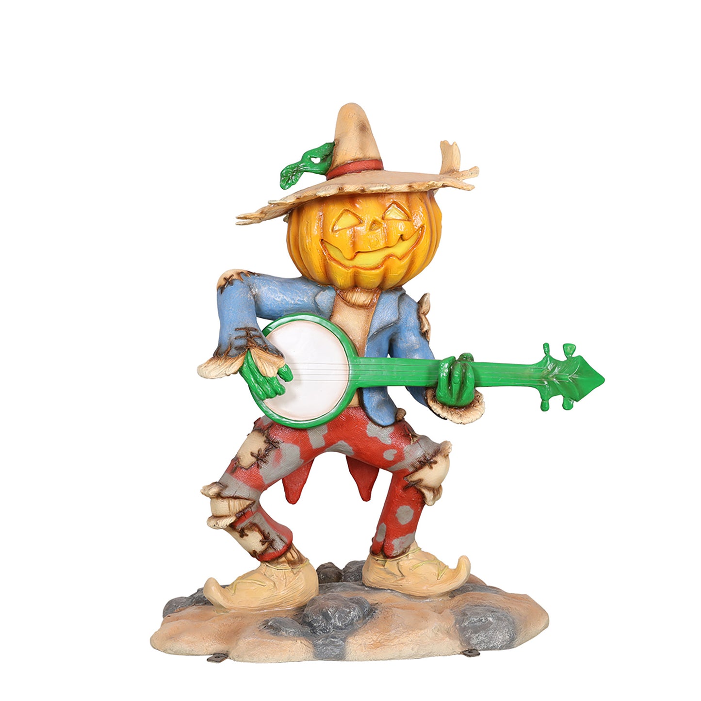 4.5' Pumpkin Scarecrow Playing the Banjo