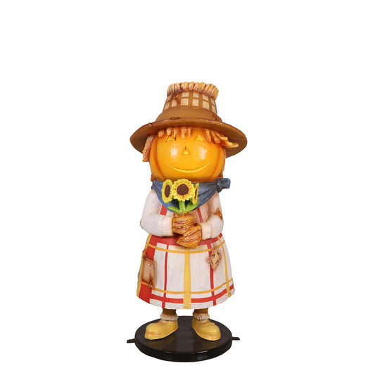 Pumpkin Scarecrow Family Girl 4.5' Tall