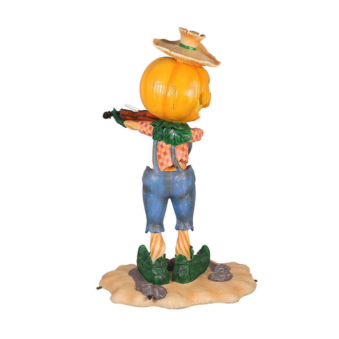 7' Pumpkin Scarecrow Playing the Fiddle