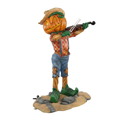 Pumpkin Scarecrow Playing the Fiddle