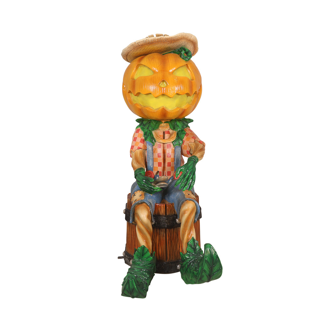 5'7" Tall  Pumpkin Scarecrow Playing the Spoons