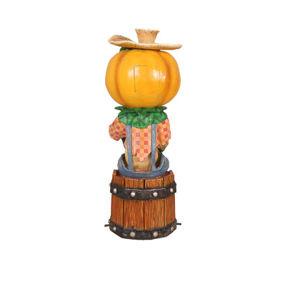 5'7" Tall  Pumpkin Scarecrow Playing the Spoons