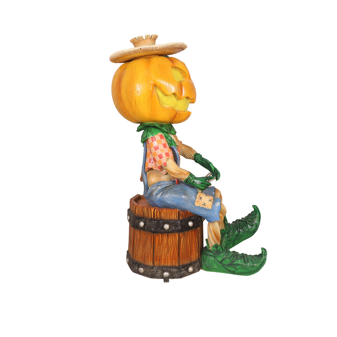 5'7" Tall  Pumpkin Scarecrow Playing the Spoons