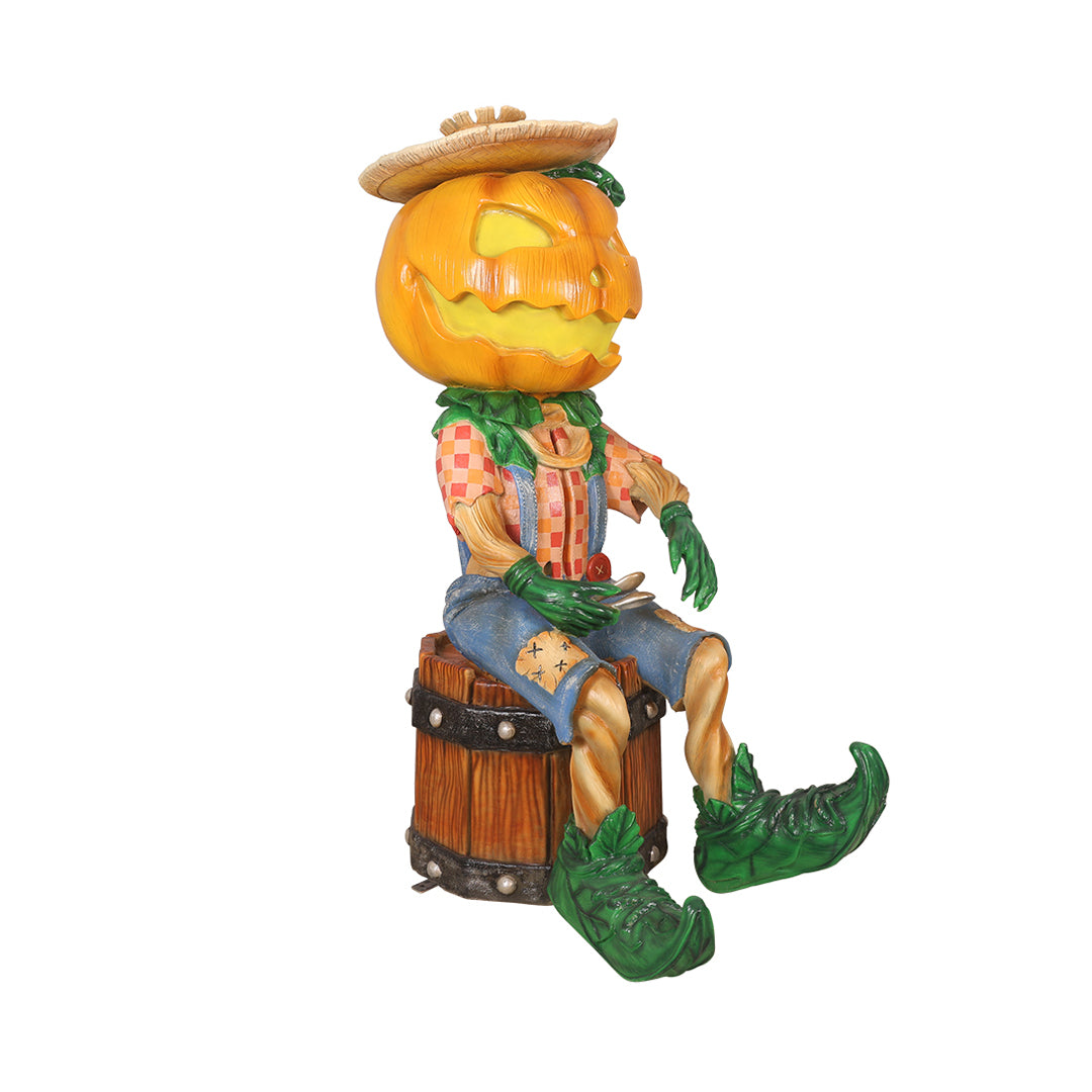 5'7" Tall  Pumpkin Scarecrow Playing the Spoons