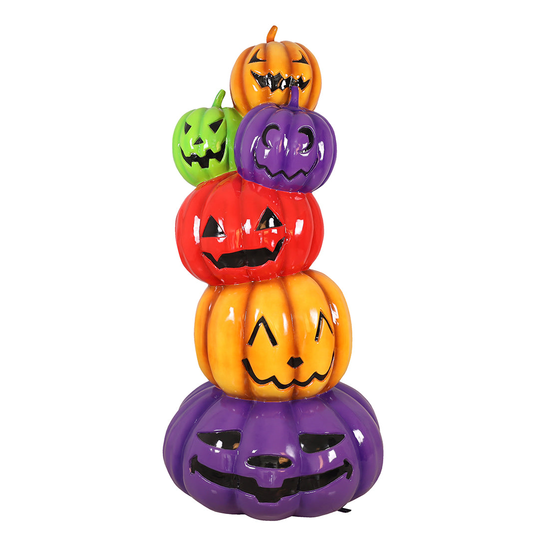 7' Stack of 6 Multicolored Jack-O-Lanterns