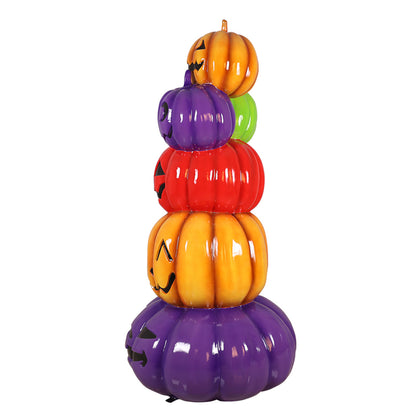 7' Stack of 6 Multicolored Jack-O-Lanterns