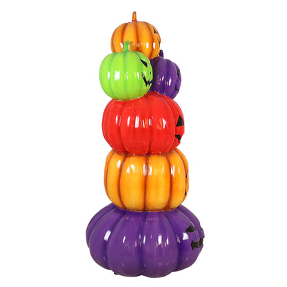 7' Stack of 6 Multicolored Jack-O-Lanterns