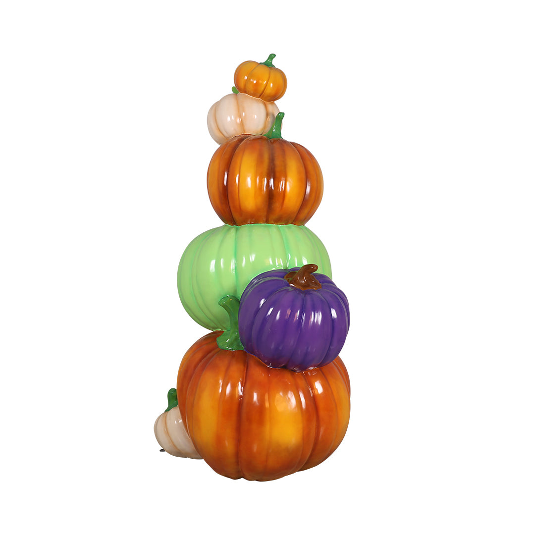 8' Stack of 7 Multicolored Pumpkins