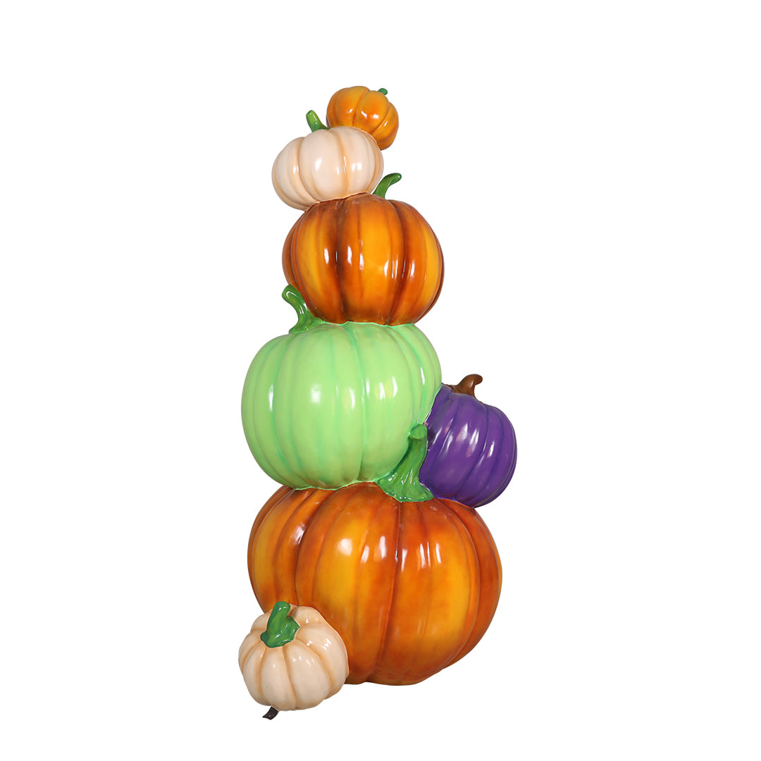 8' Stack of 7 Multicolored Pumpkins