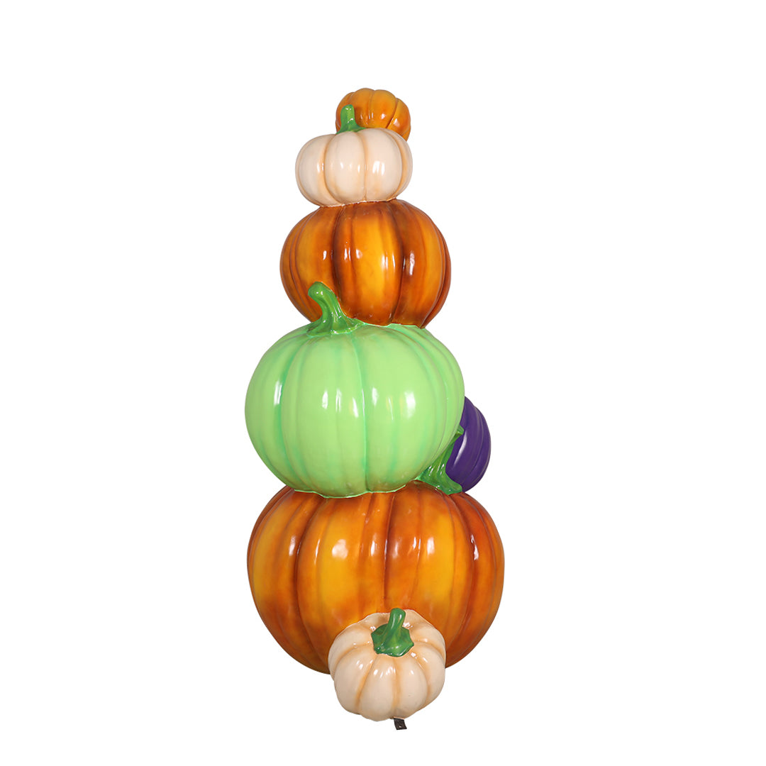 8' Stack of 7 Multicolored Pumpkins