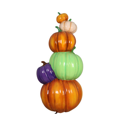 8' Stack of 7 Multicolored Pumpkins