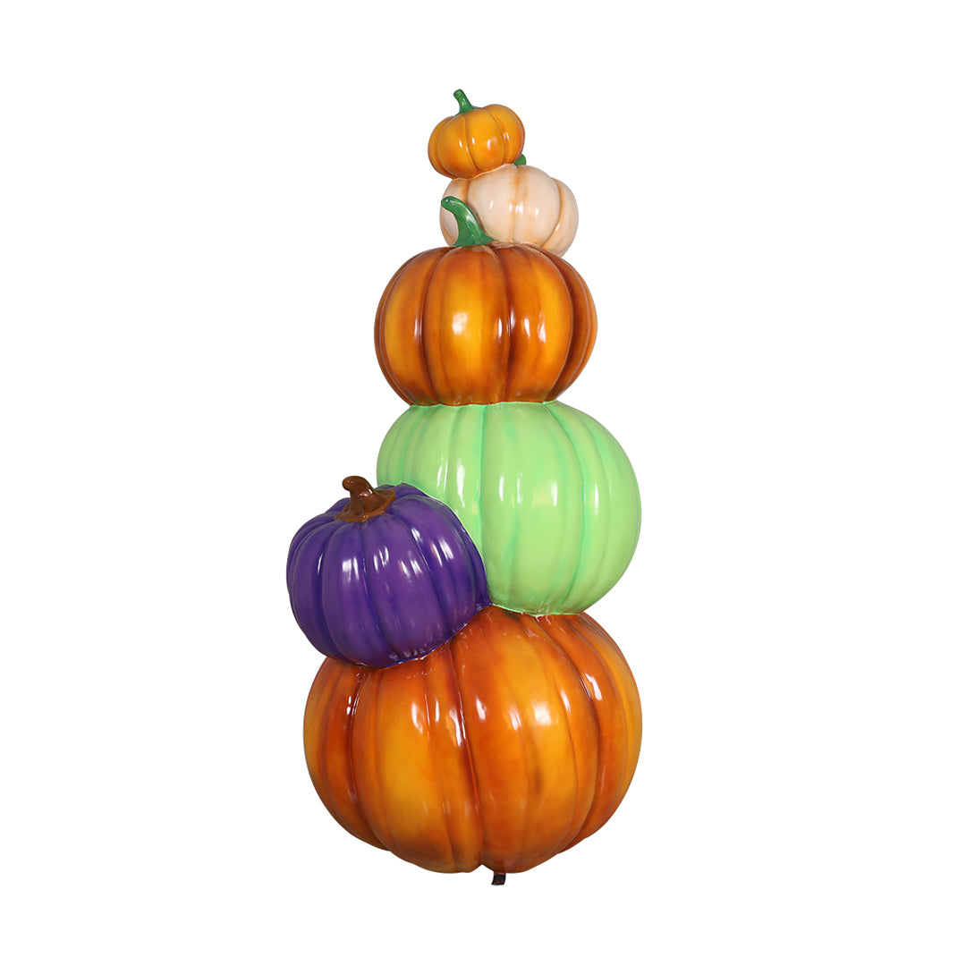 8' Stack of 7 Multicolored Pumpkins