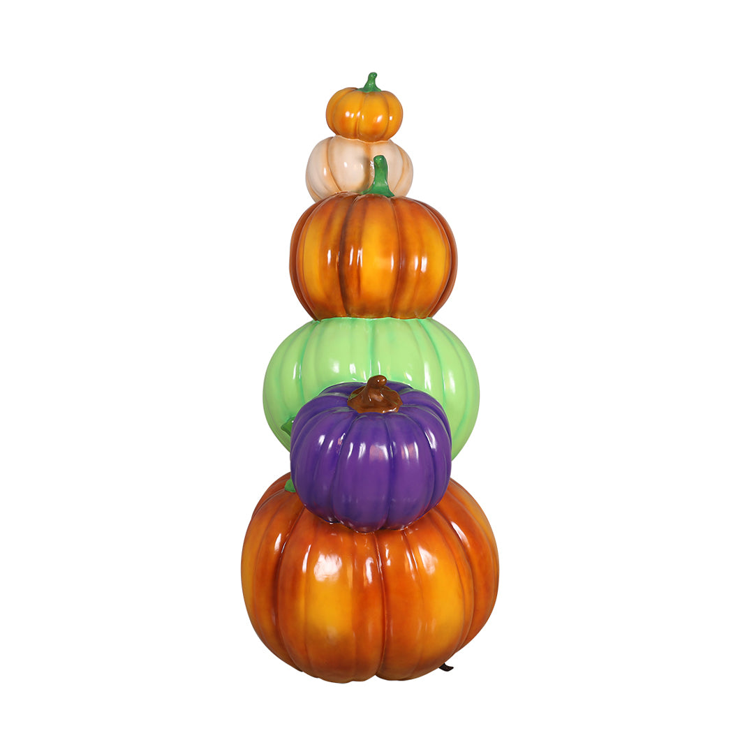 8' Stack of 7 Multicolored Pumpkins