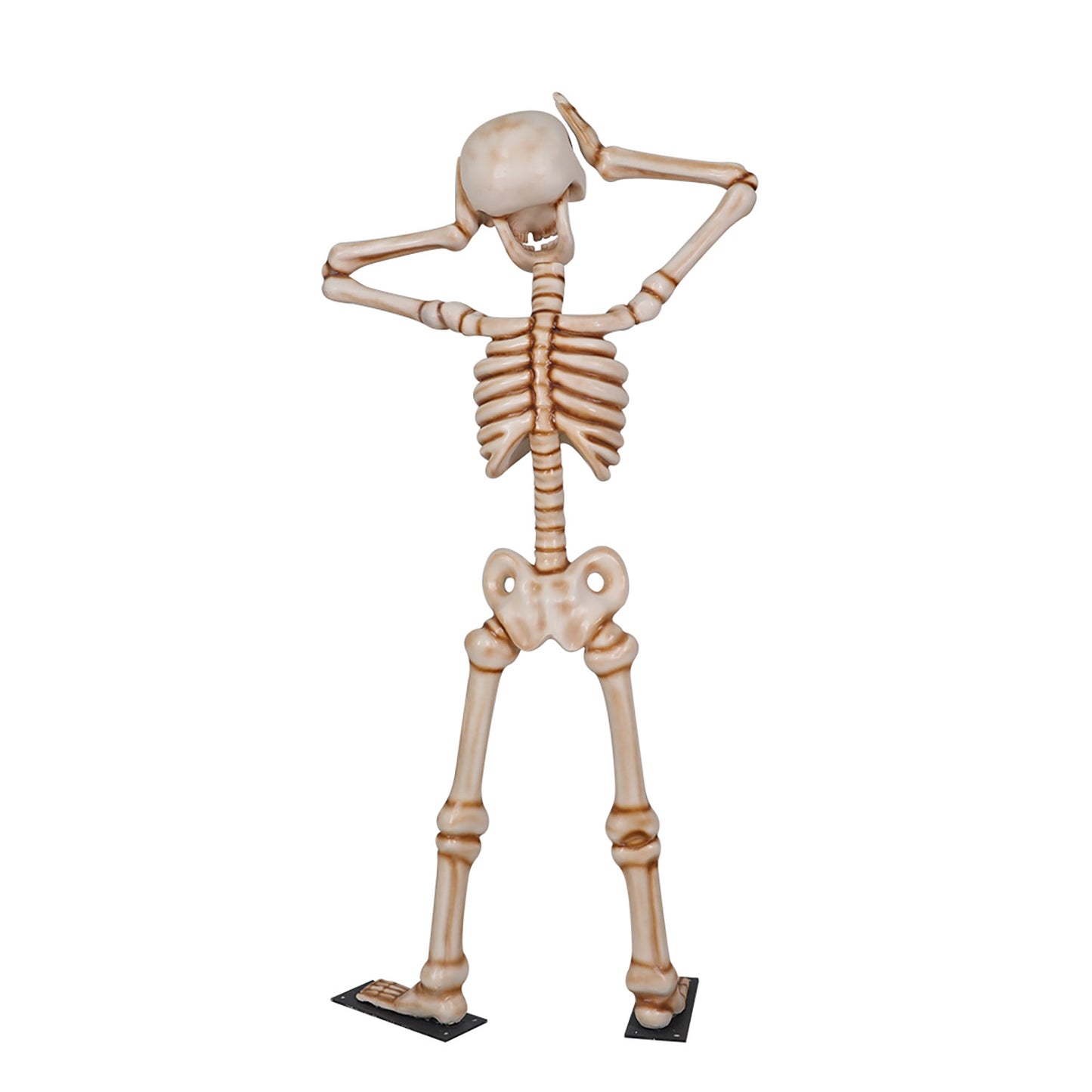7' Skeleton with his Head in his Hands with Metal Base