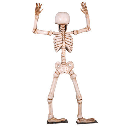 7' Skeleton with his Hands in the Air with Metal Base