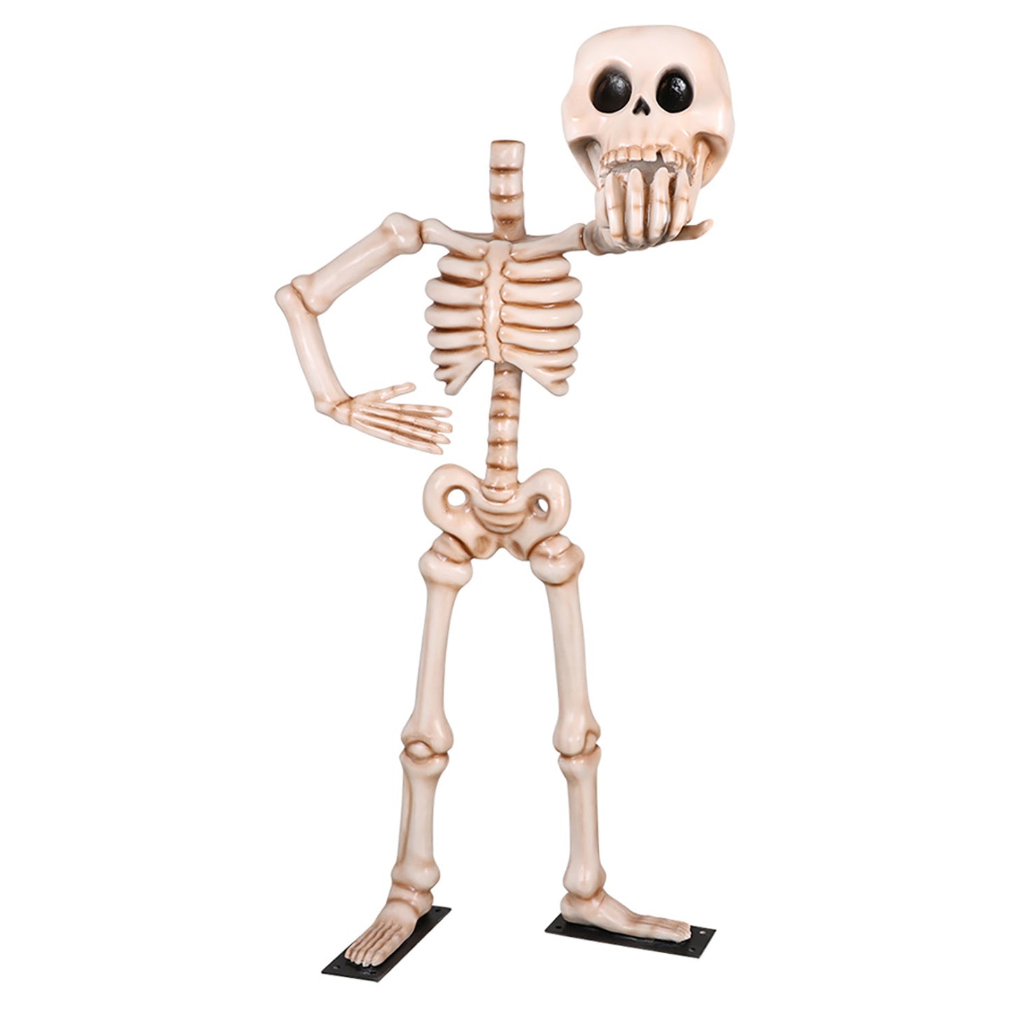 7' Skeleton Holding his Head in his Outstreched Arm with Metal Base