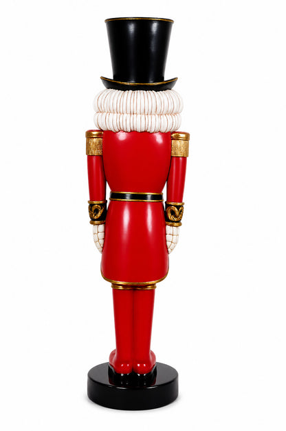 Scary Skeleton Nutcracker wearing a Red Coat