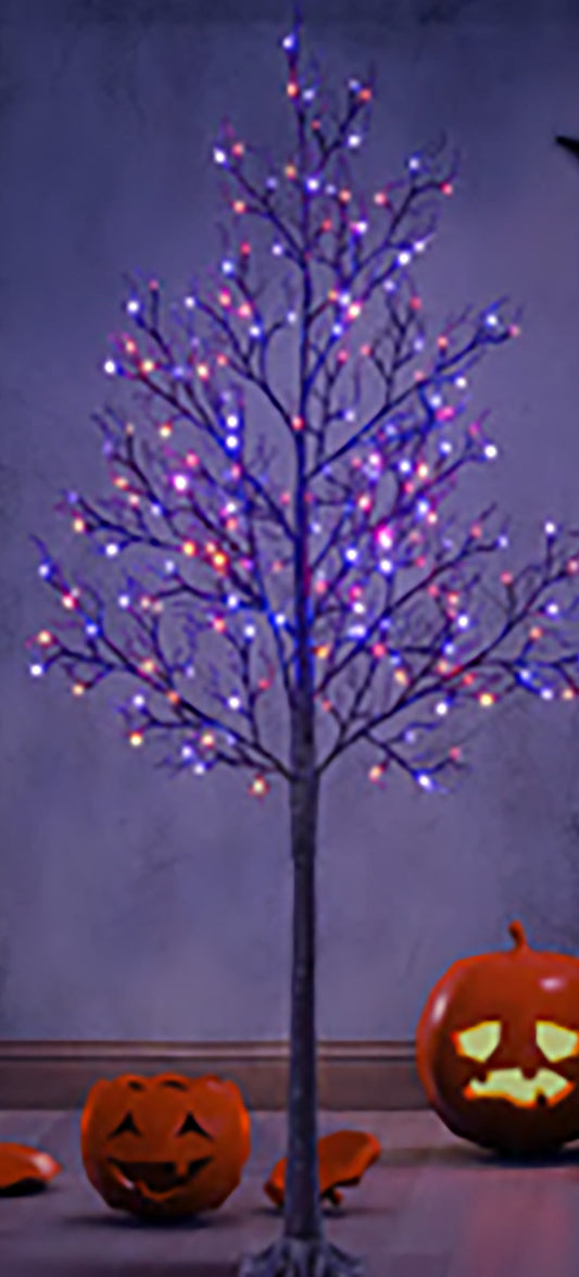 6' Purple and Orange LED Tree