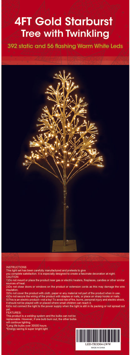 4' Warm White Starburst LED Tree