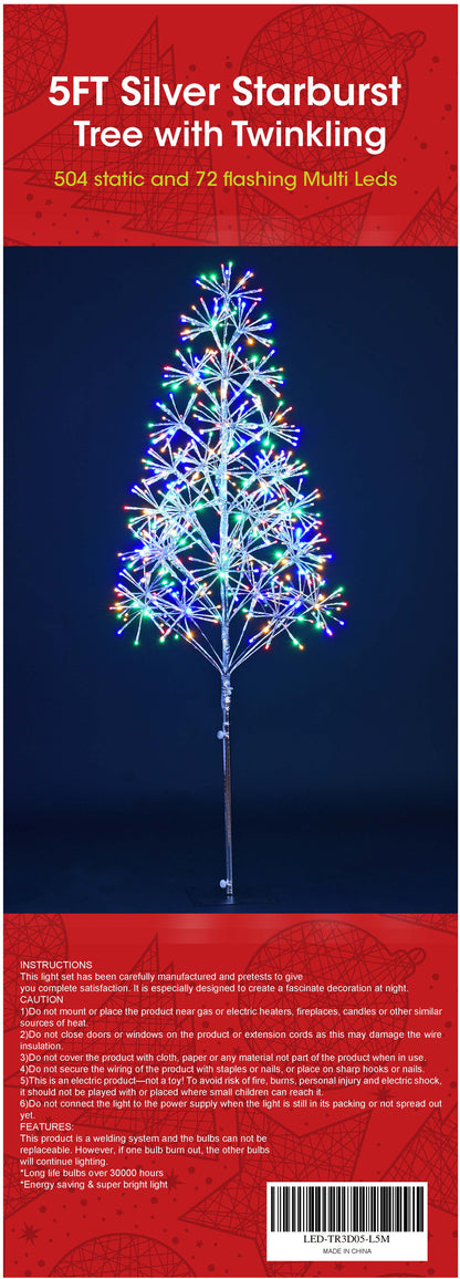 5' Multi Starburst LED Tree