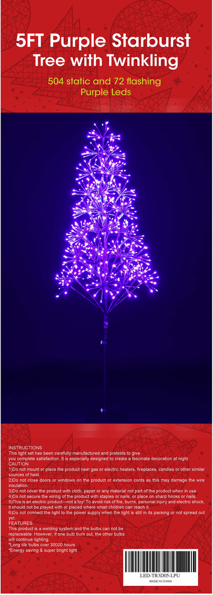 5' Purple Starburst LED Tree