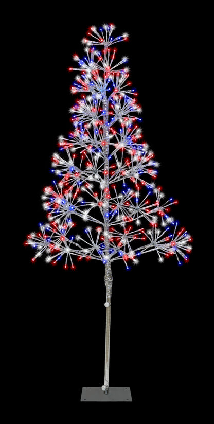 5' Red, White and Blue Silver Tree