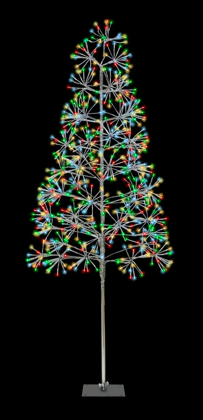 6' Multi Colored Starburst Silver Tree