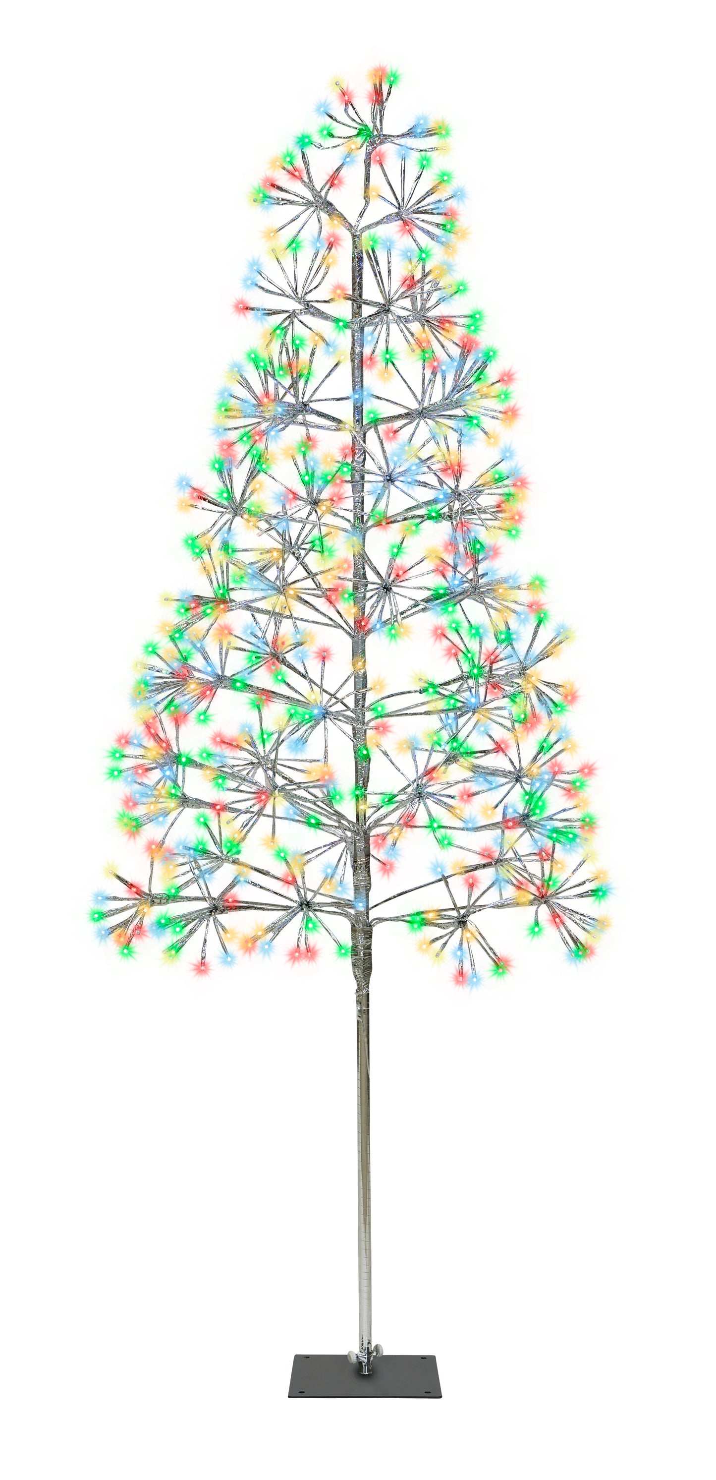 6' Multi Colored Starburst Silver Tree