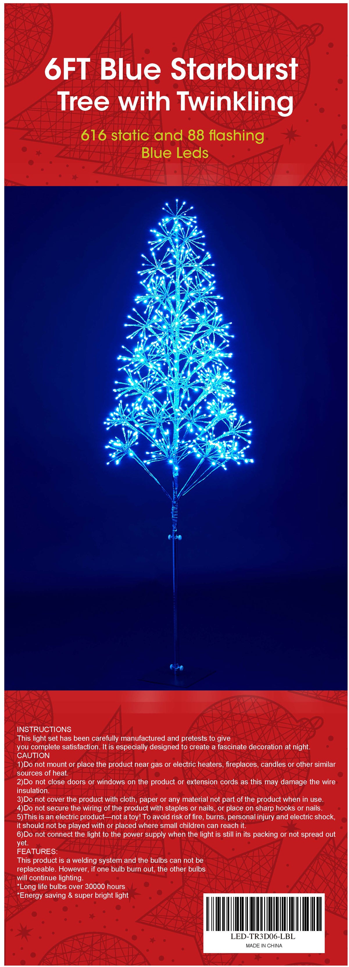 6' Blue Starburst LED Tree