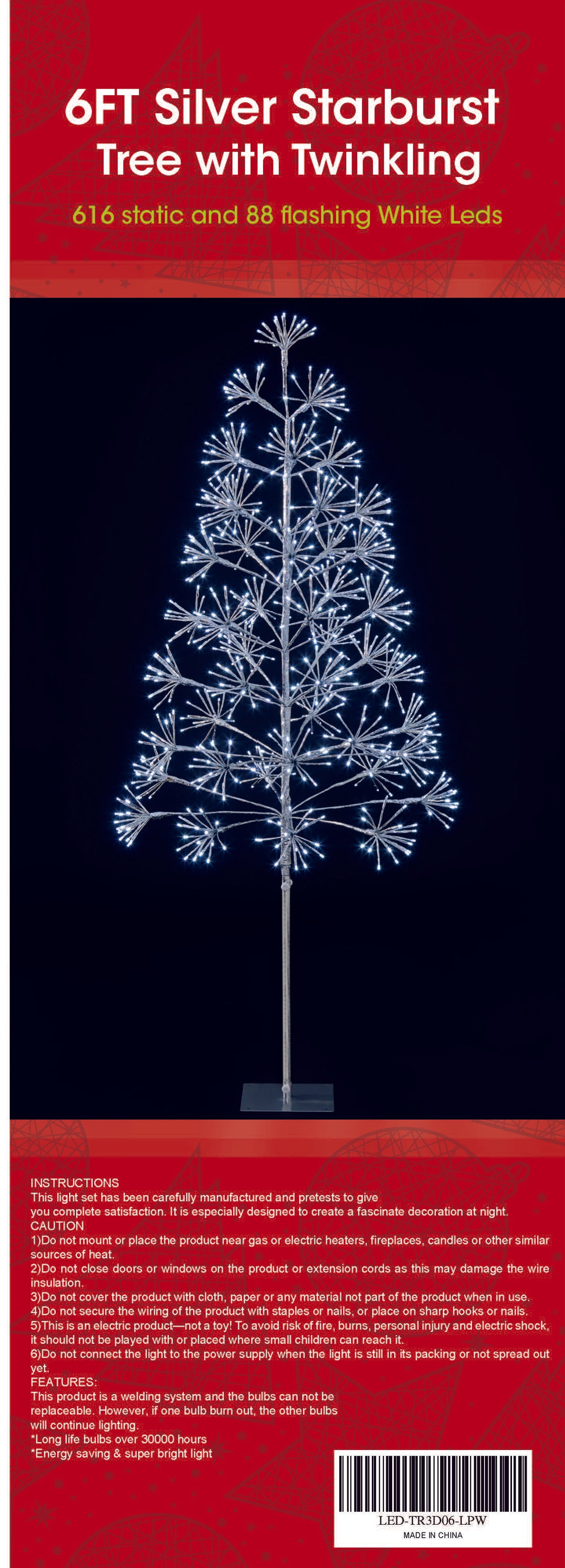 6' Pure White Starburst LED Tree