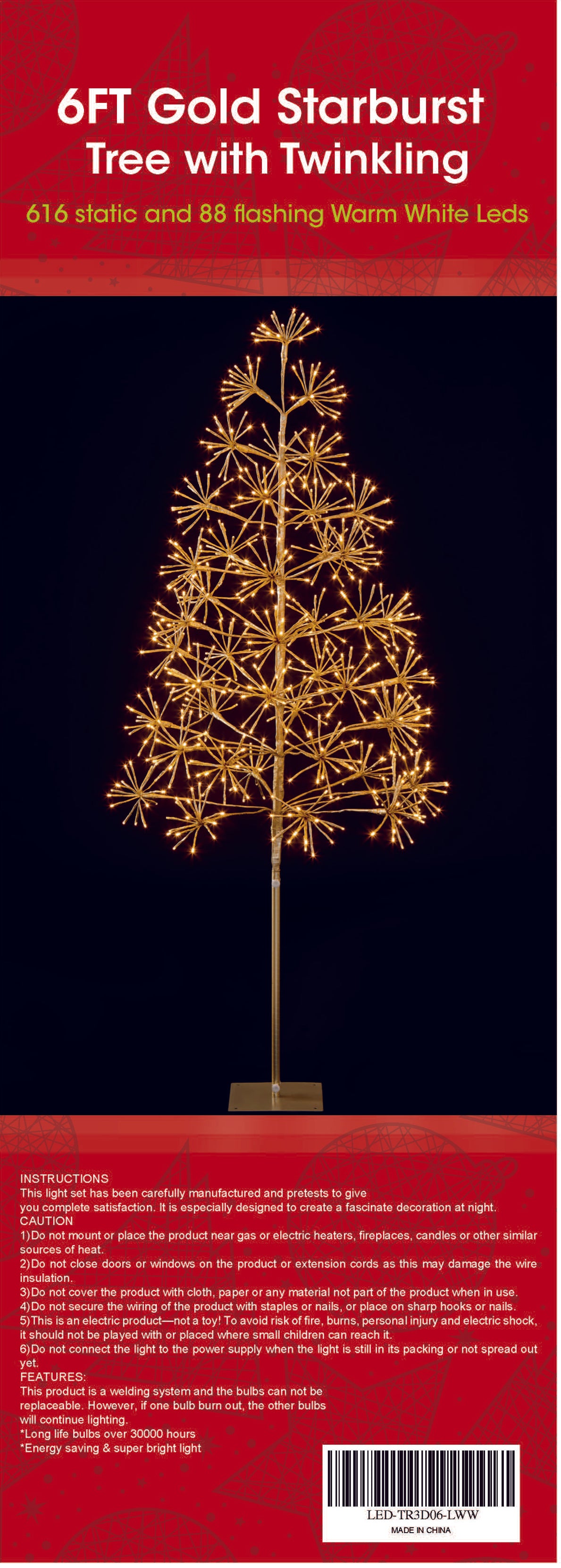 6' Warm White Starburst LED Tree