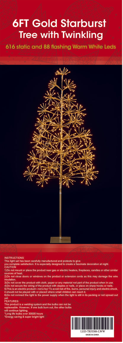 6' Warm White Starburst LED Tree