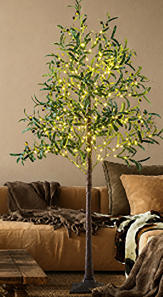 6' Warm White LED Olive Tree