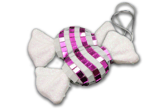 12 Pack of Pink Candy Ornaments with Glitter Enhancements