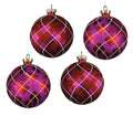 4 Pack of Red, Pink, and White Ball Ornaments with Glitter Enhancements