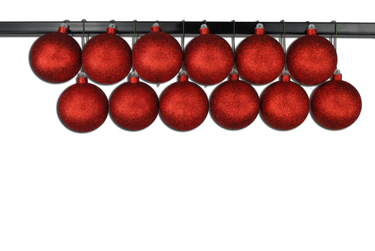 12 Pack 100mm 4" Red Glitter Ball Ornament with Wire