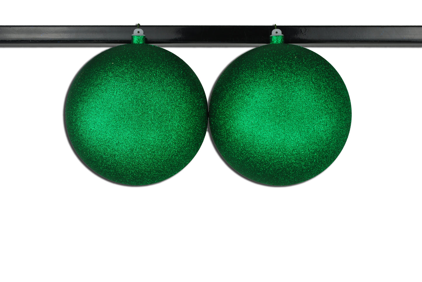 2 Pack 200mm 8" Green Glitter Ball Ornament with Wire